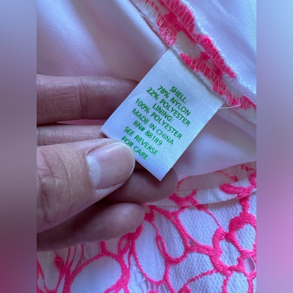 $268 Lilly Pulitzer Strapless Jordan Dress Size 4 Fiesta Pink Pique Lace - Picture 7 of 11